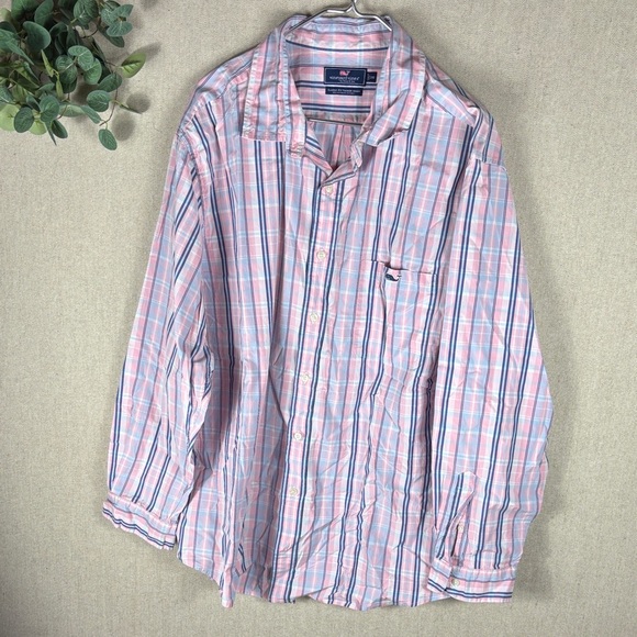Vineyard Vines > Pink and Blue Classic Fit Tucker Shirt 2XB - Picture 5 of 6